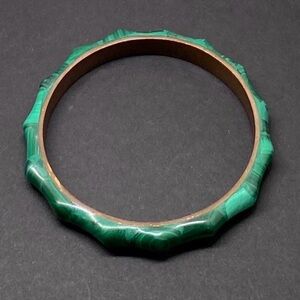 Vintage Carved Malachite Bangle and Copper